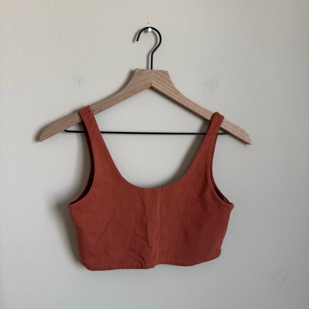 Cotton On Womens Orange Active Crop Tank Top Bralette Unlined Rust Size Medium